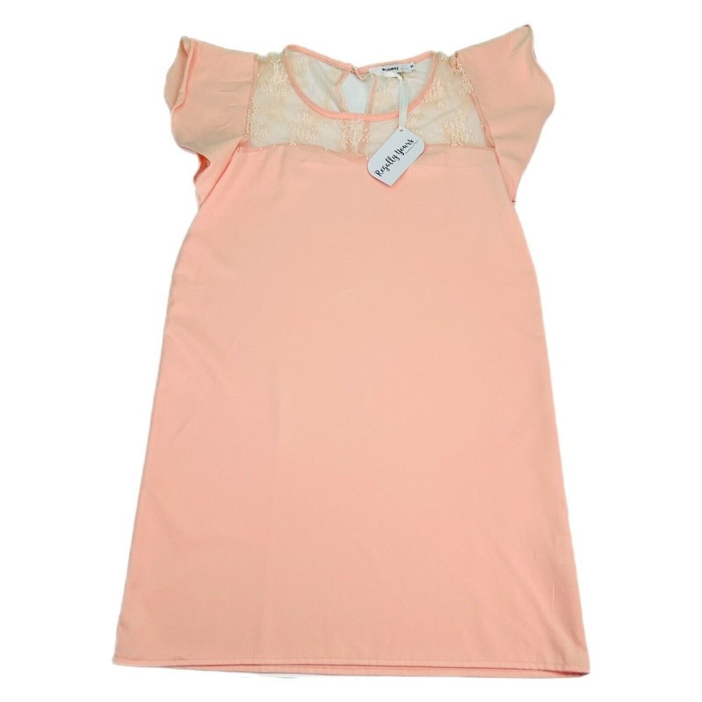 Runway Paris Blouse Womens Small, Medium, Large Peach Floral Lace Flutter
